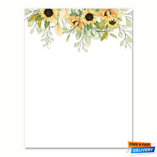 60pk Sunflower Letterhead Paper 8.5x11 Watercolor picture