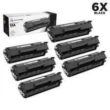LD 6PK Comp Black Laser Toner Cartridge for HP 12A Q2612A LaserJet 1022nw 3015 picture