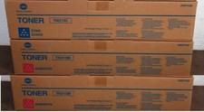 3 Genuine Konica Minolta TN213M Magenta TN213Y Cyan Toner Cartridges OPEN BOX picture