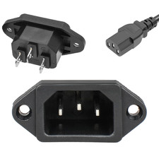 3 Pack Screw Mount 3 Pins Inlet Power Plug Socket IEC320 C14 AC 250V 10A by picture