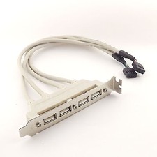 10x Dual Mainboard 9 Pin Header to 4 Ports USB 2.0 Female Cable PCI Bracket 1FT picture