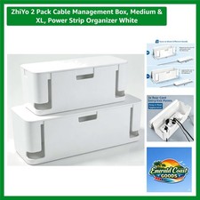 2-Pack Modern Cable Management Box Set - Medium & XL Power Strip Organizers picture