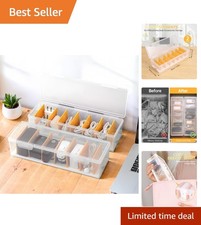 Space-Saving Clear Cable Storage Box - 6 Compartment Organizer for Cables & More picture