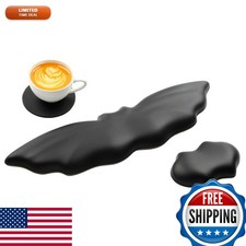 Tscuite Keyboard Wrist Rest - Soft Leather Halloween Bat Design Black picture