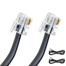 Volcora [2 Pack 5 Feet RJ11 / RJ12 Data Cable - Heavy Duty 6-Pins High-Speed...  picture