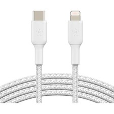 Belkin 1m Braided USB-C to Lightning Cable in White - CAA004bt1MWH picture