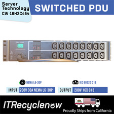NEMA L6-30P Switched PDU 16x C13 208V 5.0kW Server Technology CW-16H2C454 30A picture