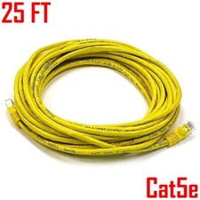 25FT Cat5E RJ45 Patch Cable UTP Stranded Network LAN Ethernet Yellow Cat5 Wire picture