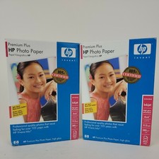 2 x HP Premium Plus Photo Paper 100 Sheets High Gloss 4x6 perforated tab Inkjet picture