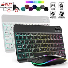 Bluetooth RGB Wireless Backlit Keyboard and Mouse for Tablet/Mobile/PC/Laptop US picture