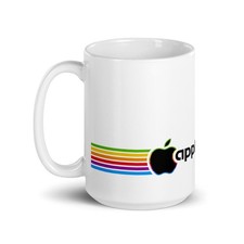 Vintage Retro Apple Logo Ceramic Coffee Mug – 15oz picture