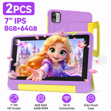 2PCS AEEZO Kids Tablet 7 inch IPS 8+64GB Octa-Core Wifi Dual Camera Android 13 picture