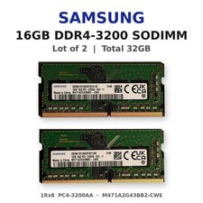 Lot of 2 Samsung 16GB 1Rx8 PC4-3200AA DDR4 SODIMM M471A2G43AB2-CWE 32GB picture