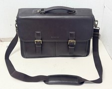 Samsonite Brown Leather Messenger Flap-Over Laptop Bag | Travel Handle Strap picture