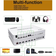 7-STAR 4K 60Hz 4x2 KVM Matrix Switch with 4 HDMI Inputs 2 Outputs USB and Audio picture
