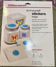 NEW Office DEPOT photo glass inkjet do-it-yourself stickers 5 Sheets 8.5” X 11” picture