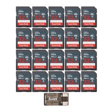 SanDisk 32GB Ultra SDHC UHS I Memory Card 20 pack with Focus Card Reader picture