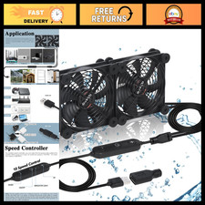 Dual 120mm USB Cooling Fan - 10-Speed, Waterproof, Ideal for Router, Xbox, PC picture