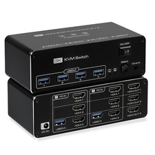 4K@120Hz HDMI KVM Switch 3 Monitors 2 Computer  8K@60Hz Dual Mode KVM Switcher  picture