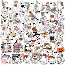 200 Pcs Halloween Ghost Themed Stickers, Cute Spooky 100 Styles, Waterproof Viny picture