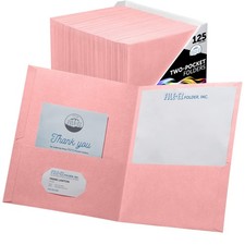  Two-Pocket Folders Color, 125-Pack, Durable Textured Paper Pink 125 Folders picture