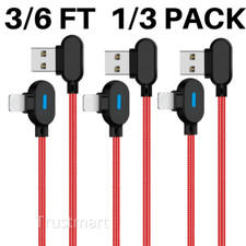 1X 3X 3/6Ft 90 Degree USB Data Cable For iPhone 11 XR 8 7 Charger Charging Cord picture