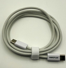 Power Flash 60W USB-C to USB-C Braided Charging Data Cable White 3.3ft 1m picture