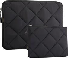 Puffy Laptop Sleeve Case for 14 to 15 Inch Laptops, Black | Quilted Soft-Shell C picture