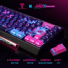 LOL Arcane Jinx Keycaps PBT 130/144 Keys Cherry MX Side-Lit Gift For RGB Keypads picture