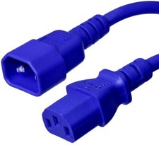 5 PACK LOT 1ft IEC C14 - C13 Blue Power Cord 14AWG 15A/1875W 100-250V 0.3M picture