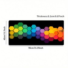 1 Large Gaming Mouse Pad with Rainbow Hexagon Pattern, Vibrant and Visually St picture