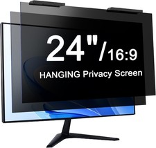 [2-Pack] 24 Inch Privacy Screen for Computer Monitor Hanging Removable 16:9 picture
