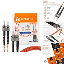 BEYONDTECH 1m ST to ST Fiber Patch Cable 2-Pack Multimode Duplex 50/125µm OM2 picture