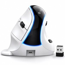 J-Tech Digital Wireless Mouse, Vertical Ergonomic Mouse with Bluetooth White picture