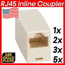 RJ45 Inline Coupler Ethernet Cable Coupler 8P8C Straight Cat5e Coupler Beige picture