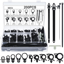 200 Pcs Wire Loom Routing Clips, 15 Sizes Push Mount for Car picture