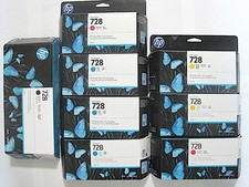 Lot 8 HP 728 Genuine Ink F9J68A F9J67A F9J66A F9J65A T730 T830 Exp 2023-25 picture