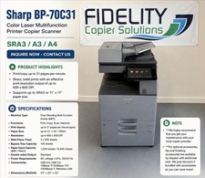 Sharp BP-70C31 Color A3 Laser Multifunction Copier Printer Scanner 31 PPM 70C36 picture