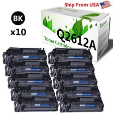 10PK Q2612A 2612A Toner Cartridge Work With HP LaserJet 1010 Printer (Black) picture