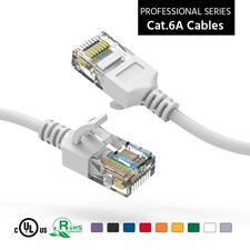 20 Pack of 30Ft CAT6A UTP Slim Ethernet Network Booted Cable 28AWG White picture