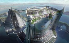Landscape futuristic city science fiction cityscape art Custom Gaming Mat Desk picture