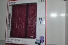 iHome iPad Case Purple Croc Case + Stylus Model IH-BD1000U w/Screen Protector picture