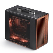 darkFlash WD200 Portable Micro-ATX PC Case – Premium Walnut Wood Design, H picture