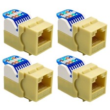 4x RJ45 Cat5E Keystone Jack Tool Less Snap-in Network LAN Ethernet 8P8C Ivory picture