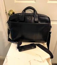 Solo New York Black Faux Leather Padded 15in Laptop Briefcase Shoulder Bag picture