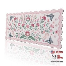 Pink Flowers Scalloped Desk Mat Butterfly Cottagecore Vintage Pink Flowers_08 picture