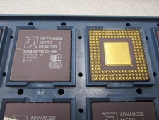 AMD Vintage Am486DX2-66 Ceramic Gold Pin CPU  Processor AM486DX2-66 Made in 1994 picture