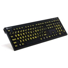 Logickeyboard LargePrint Nero Yellow on Black PC Keyboard XL Printed Slim picture
