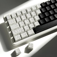 White Black Topographic PBT Double Shot Keycaps Shine Through Backlit picture