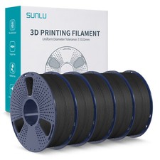 5*1KG SUNLU Matte PLA 3D Printer Filament 1.75mm Neatly Wound Matte Finish Black picture
